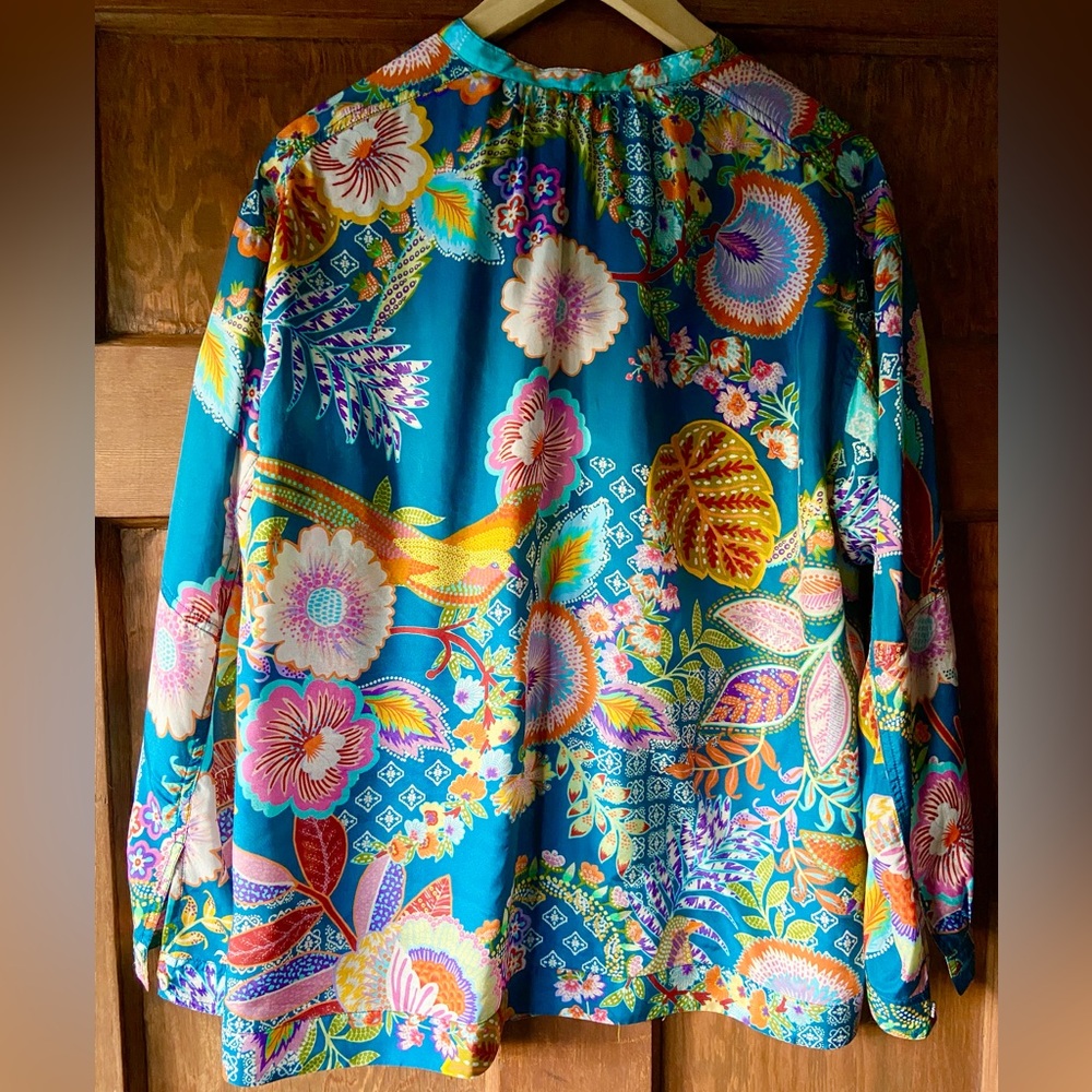 Johnny Was 100% Silk Kalani Blouse. Size L. - Picture 13 of 16